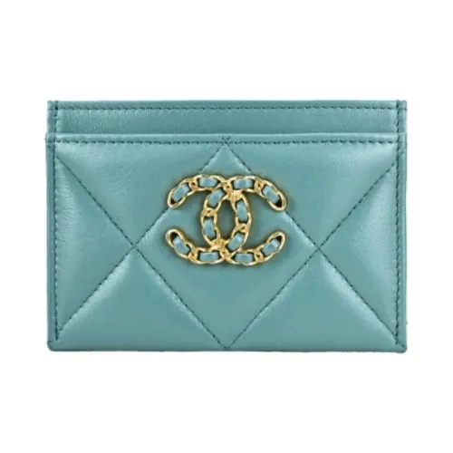 CHANEL 19Bag Lambskin Кожаный кошелек для карт Женский Синий Зеленый