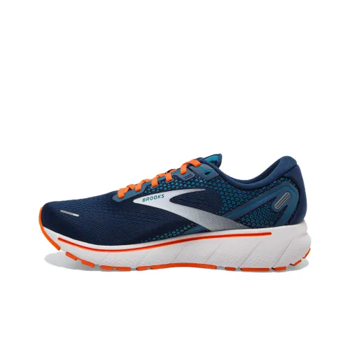 Brooks Ghost 14 Slip-Resistant Abrasion-Resistant Low Top Casual Running Shoes Men's Blue Orange