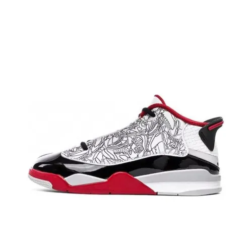Джордан Dub Zero Амортизация Износостойкий MID Топ Винтажные баскетбольные кроссовки Мужской Черный Белый Красный