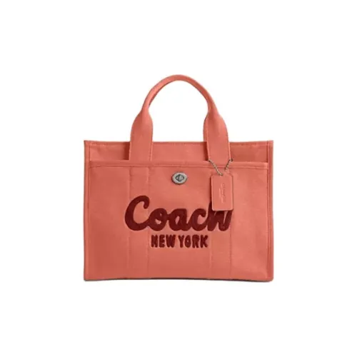COACH Cargo Холст Тоут Сумка Сумка для покупок Сумка через плечо Сумка из холста Сумка Большая Женская Светло-Красная