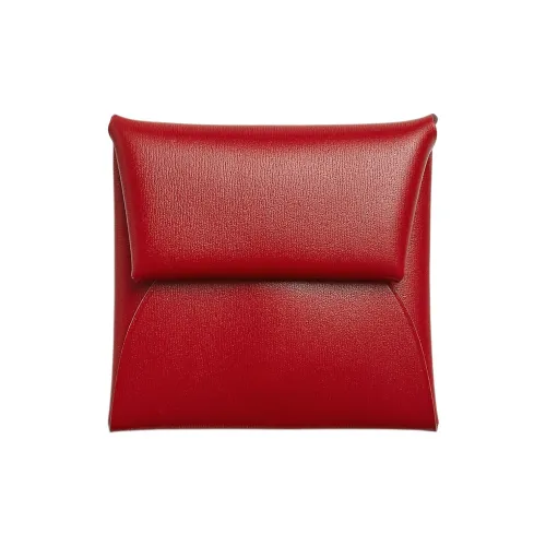 HERMES Bastia Коробка Телячья кожа Кошелек Женские 5X Руж Piment Перечно-красный