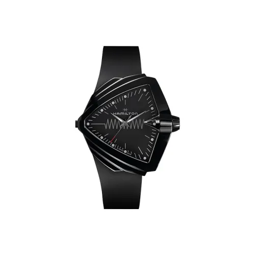 HAMILTON ADVENTURE Collection Кварцевый механизм Унисекс Часы 47 мм Черный циферблат Корпус из нержавеющей стали Резиновый ремешок
