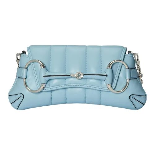 GUCCI HORSEBIT CHAIN Quilted Кожа Сумка на плечо Ручная Сумка на плечо Маленькая Женская Светло-синяя