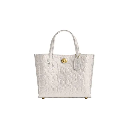 COACH Willow Кожа Тоут Сумка Сумка для покупок Сумка на плечо Сумка среднего размера Women's White