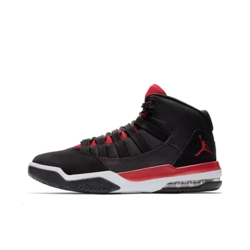 Jordan Max Aura Амортизация Износостойкий MID Топ Винтажные баскетбольные кроссовки Мужской Черный Красный