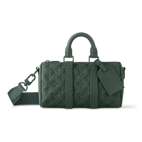 LOUIS VUITTON Keepall кожаная сумка через плечо сумка через плечо дорожная сумка мужская лесного зеленого цвета