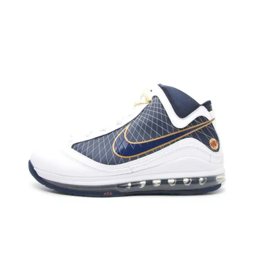 Nike Lebron 7 Air Max Cleveland Cavaliers MID Топ Винтажные баскетбольные кроссовки Мужской Белый Синий