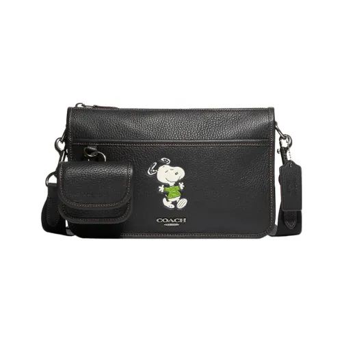 COACH Heritage Collection утонченная сумка из галечного цвета сумка через плечо средний размер мужская черная