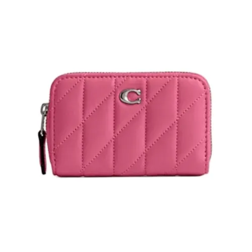 COACH Card Case Напп Кожа Держатель для карт Кошелек Женский Розовый