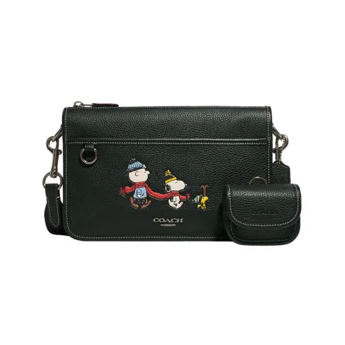 COACH Peanuts Снупи Коллаборация Heritage Коровья кожа Кожа Комбинированная сумка Сумка через плечо Medium Мужская
