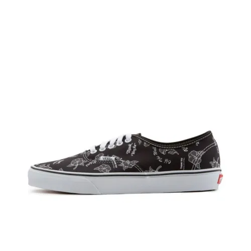 Vans Authentic Series Low Топ Скейтборд Кроссовки Унисекс Черный Цветок