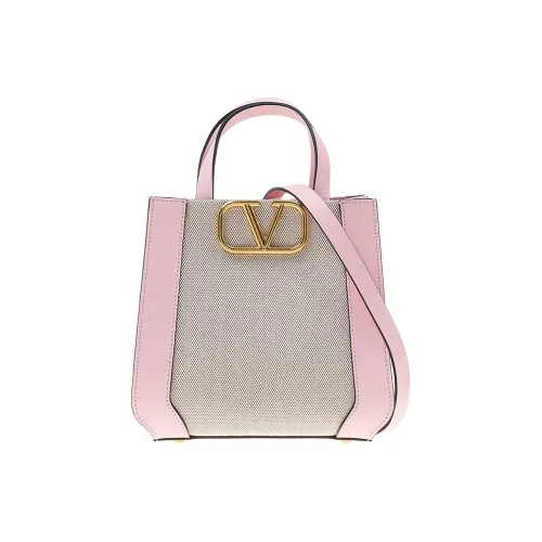 Valentino Vlogo Холст Сумка через плечо Сумка Маленькая Женская Розовая и Бежевая