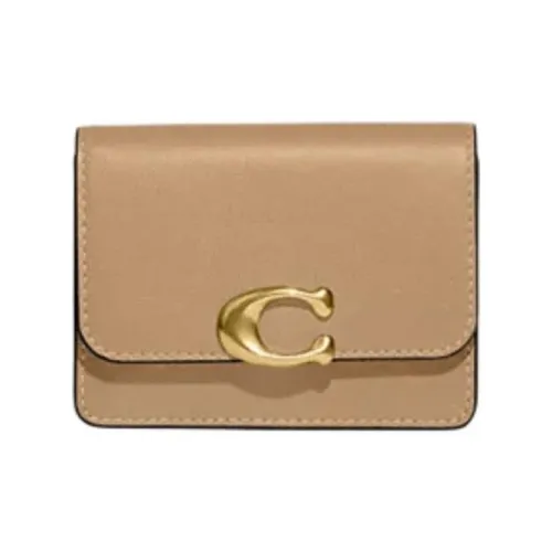 COACH Card Case Телячья кожа Монетница Кошелек Кошелек Женские Коричневый
