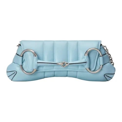GUCCI HORSEBIT CHAIN Quilted Кожа Сумка через плечо Ручная Сумка через плечо Женская Светло-синяя