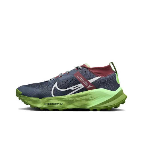 Nike ZoomX Zegama Trail Амортизация Низкий Топ Беговые Кроссовки Женские Синий Зеленый