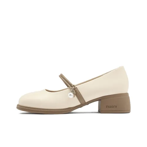 JOSINY Мягкий Модный Французский Без подкладки Гладкий Каблук Туфли Мэри Джейн 4CM Женские Экрю