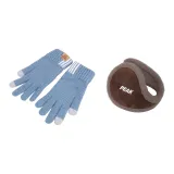 Перчатка озера синего цвета + наушники кофейного цвета