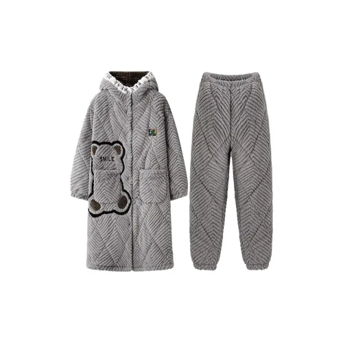 LANMOU GEY Утепленный мужской комплект пижам 32027 Серый мужской