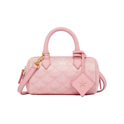 MCM Ella Корова Кожа Бостон Сумка Ручная Сумка Сумка через плечо Мини Женская Вишневый Цветок Розовый