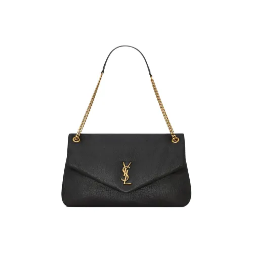 SAINT LAURENT Крупная сумка с рельефной овчиной сумка через плечо женская черная