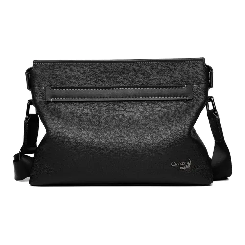 Крокодил Коровья кожа Сумка через плечо Мужская Черная