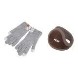 Светло-серый перчатка + кофейные наушники