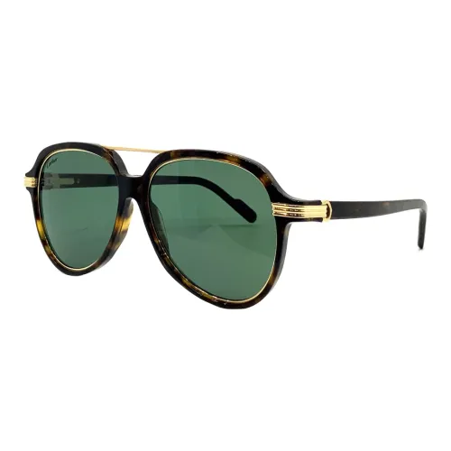 Cartier Металлические Ацетатные Солнцезащитные Очки Aviator Мужские Черепаховый
