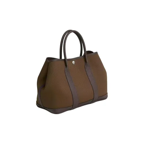 HERMES Garden Party Холст с кожей Сад Сумка Унисекс Toundra Мозаика Wood