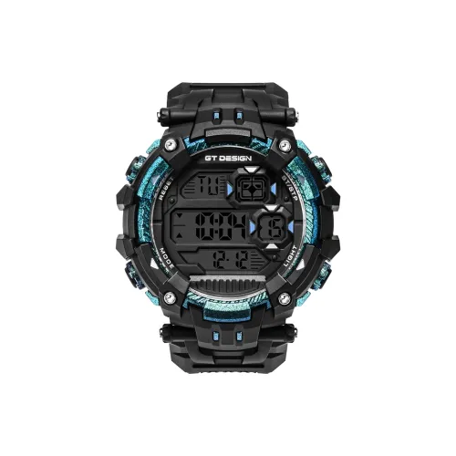 GT DESIGN Black Warrior Watch для мальчиков электронный механизм резиновый ремешок мужские часы черный циферблат модель GTS007