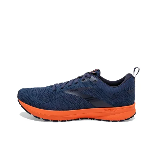 Brooks Revel 5 Slip-Resistant Abrasion-Resistant Low-Top Беговые кроссовки Мужские Синий Оранжевый