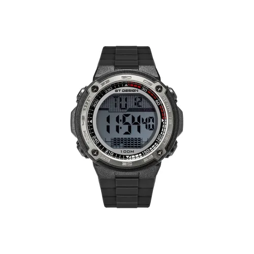 GT DESIGN Черный Warrior Электронный Механизм Резиновый Ремешок Часы Мужские Циферблат Серый GTS011