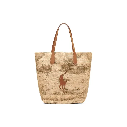 Polo Ralph Lauren Рафия с кожаными вставками одно плечо сумка унисекс бежевый