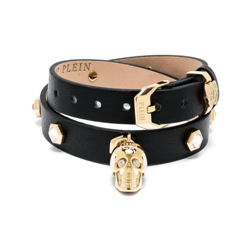 PHILIPP PLEIN Телячья кожа Металл Нержавеющая сталь Кристалл Наручные повязки Женские Черный