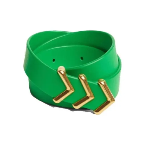 Bottega Veneta Значок Форма Плавная Застежка Кожаные Ремни Женские Зеленый Ширина 2 см