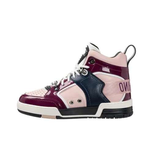 MOSCHINO Высокие кроссовки для скейтбординга женские бордового цвета
