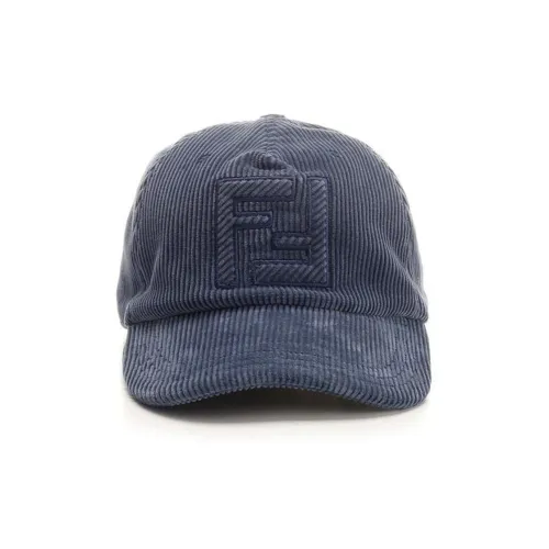 FENDI Cotton Corduroy Baseball Caps Men's Blue