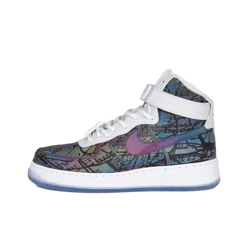 Nike Air Force 1 Quai 54 Slip-resistant Shock Absorbers High Top Skateboard Shoes Men's White Multicolor Найк Эйр Форс 1 Квай 54 Противоскользящие амортизаторы Высокие кроссовки для скейтбординга Мужские Белый Многоцветный