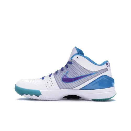 Nike Zoom Kobe 4 Амортизаторы Slip-resistant устойчивые к истиранию Низкий топ Баскетбольные кроссовки Мужские Белый Синий