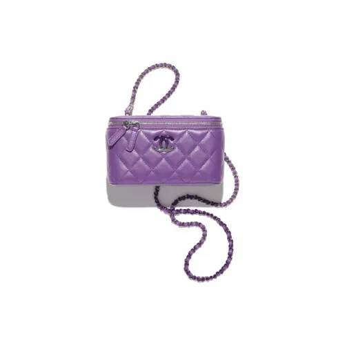 CHANEL Лакированная поверхность Металл Овечья шкура Клатч Сумка через плечо Женские Фиолетовый