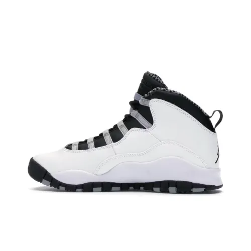 Jordan Air Jordan 10 Retro Steel Mid Top Vintage Баскетбольные Кроссовки Женские Черный Белый