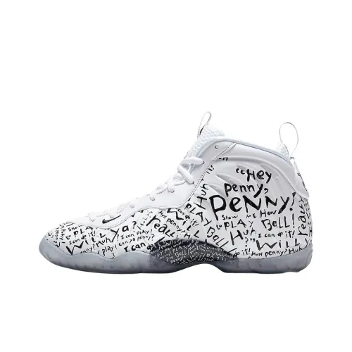 nike Little Posite One Lil Penny Износостойкий And Легкий MID Топ Винтажные баскетбольные кроссовки Женские Белый Черный