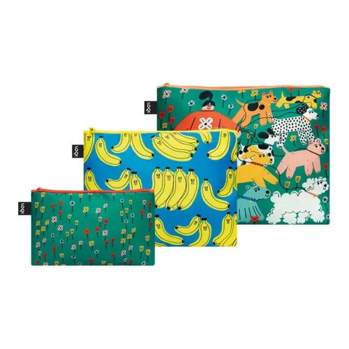 Loqi Tess Smith ROBERTS Коллаборация Переработанный полиэстер Мешок для хранения Женские Бананы с Собака Ходьба