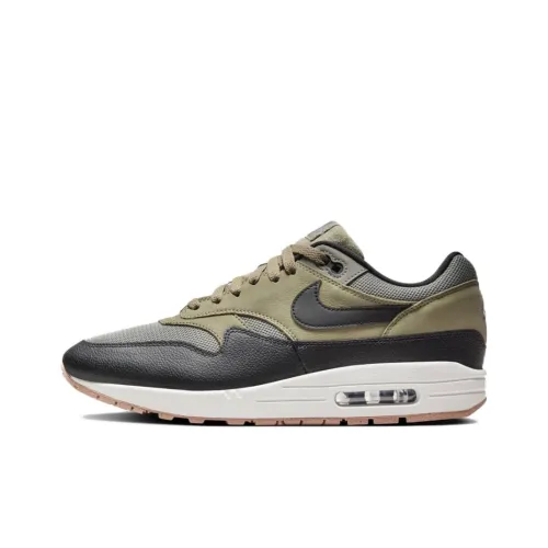 Nike Air Max 1 'Темный Stucco' Амортизация Устойчивость к истиранию Дышащий Низкий Верх Повседневная обувь Унисекс Коричневый Черный Белый