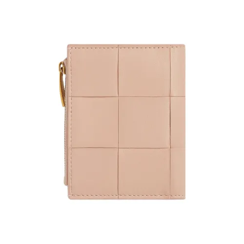 Bottega Veneta Cassette Sheepskin с коровьей кожей Кошелек Маленький Женский Лотосово-розовый