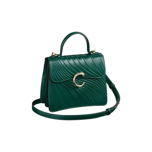 Cartier Panthère De Cartier Телячья кожа Сумка через плечо Сумка через плечо Маленькая Женская Изумрудно-зеленая