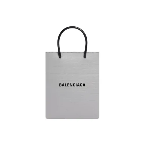 Balenciaga Телячья кожа Тоут Сумка Сумка для покупок Сумка на одно плечо Сумка через плечо Большая женская Серый и Серебряный