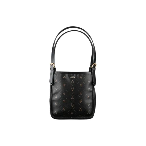 A.P.C. Joint Paragraph Гладкая кожа с цветным холстом тоут-сумка сумка для покупок сумка маленькая женская черная