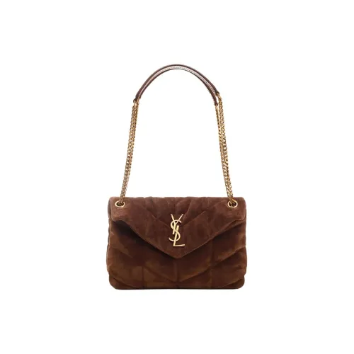 SAINT LAURENT Замша Сумка через плечо Сумка на плечо Женская Коричневая