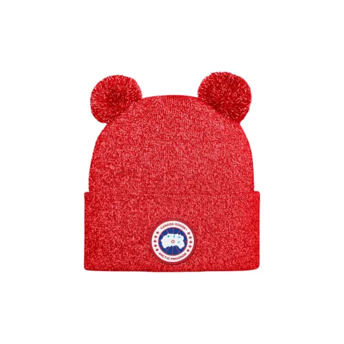 Canada Goose Мериносовая шерсть Пряжа Силикон Шапки-бини Унисекс Красный