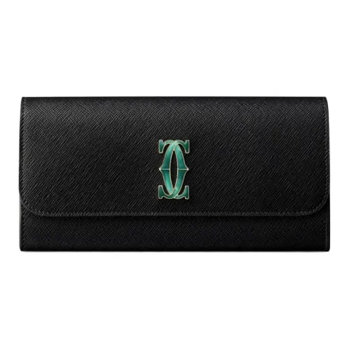 Cartier C De Cartier Collection Телячья кожа Кошелек Женские Черный